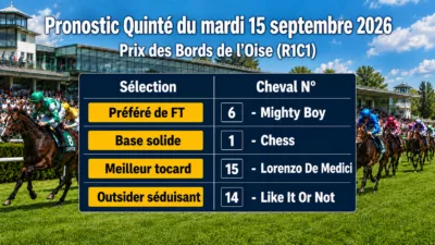 Pronostic quinté pmu mardi 15 septembre 2026