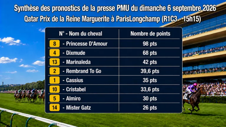 Pronostics presse PMU quinté du dimanche 6 septembre 2026