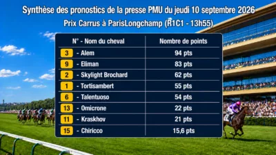 Pronostics presse PMU quinté du jeudi 10 septembre 2026