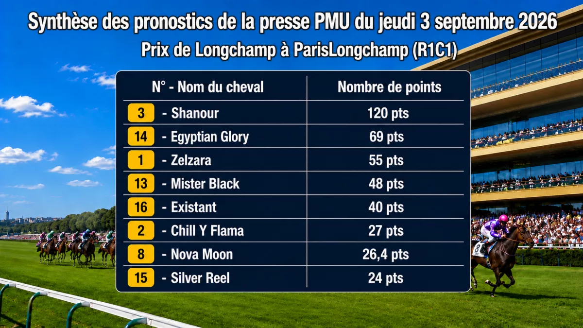 Pronostics presse PMU quinté du jeudi 3 septembre 2026