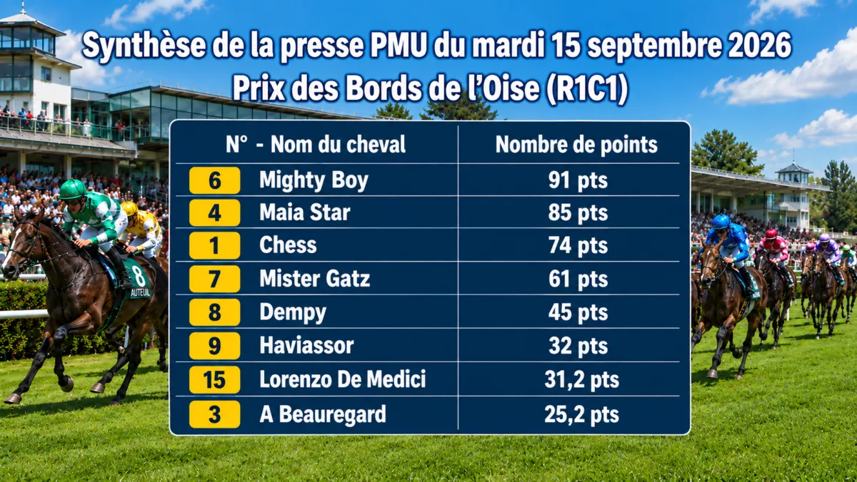 Synthèse Pronostics presse PMU quinté du mardi 15 septembre 2026