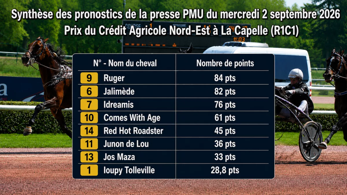 Pronostics presse PMU quinté du mercredi 2 septembre 2026