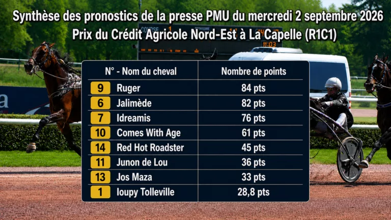 Pronostics presse PMU quinté du mercredi 2 septembre 2026