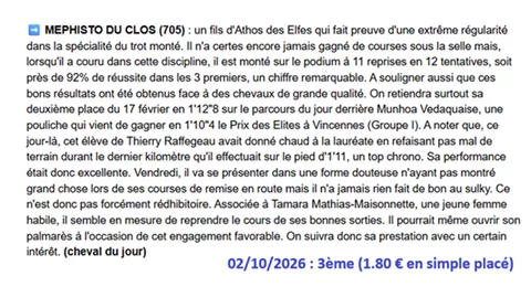 Pronostic gagnant du 2 octobre 2026