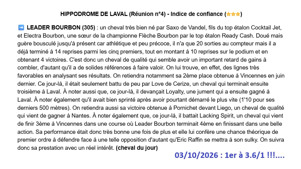 Pronostic gagnant du samedi 3 octobre 2026