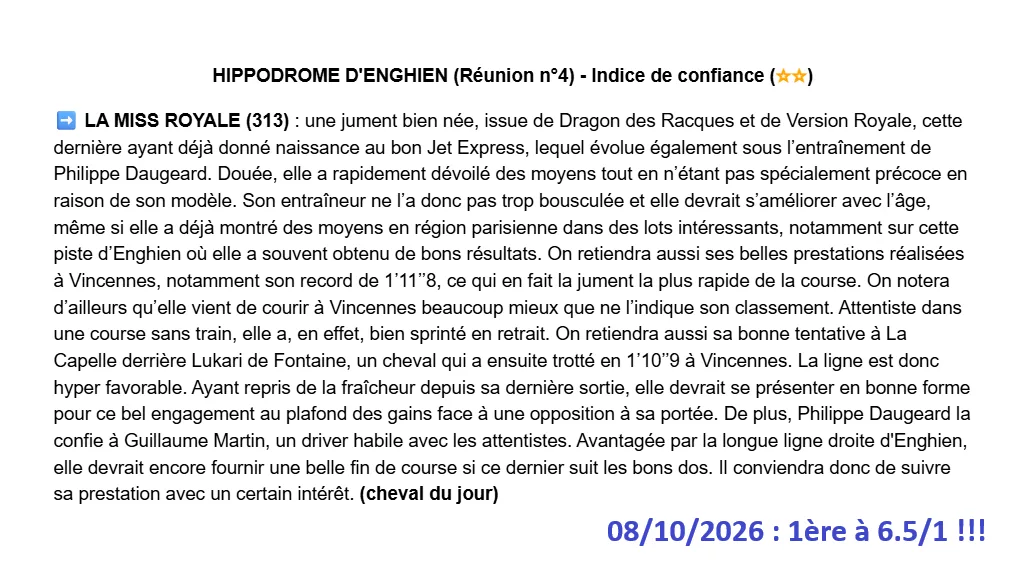 Pronostic gagnant du 8 octobre 2026