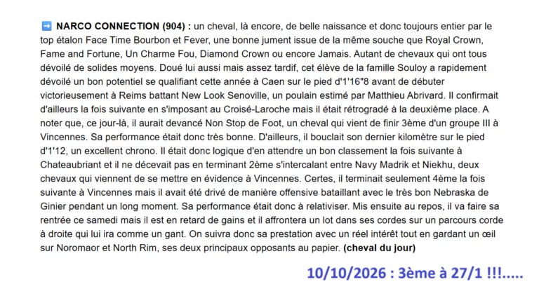 Pronostic gagnant samedi 10 octobre 2026